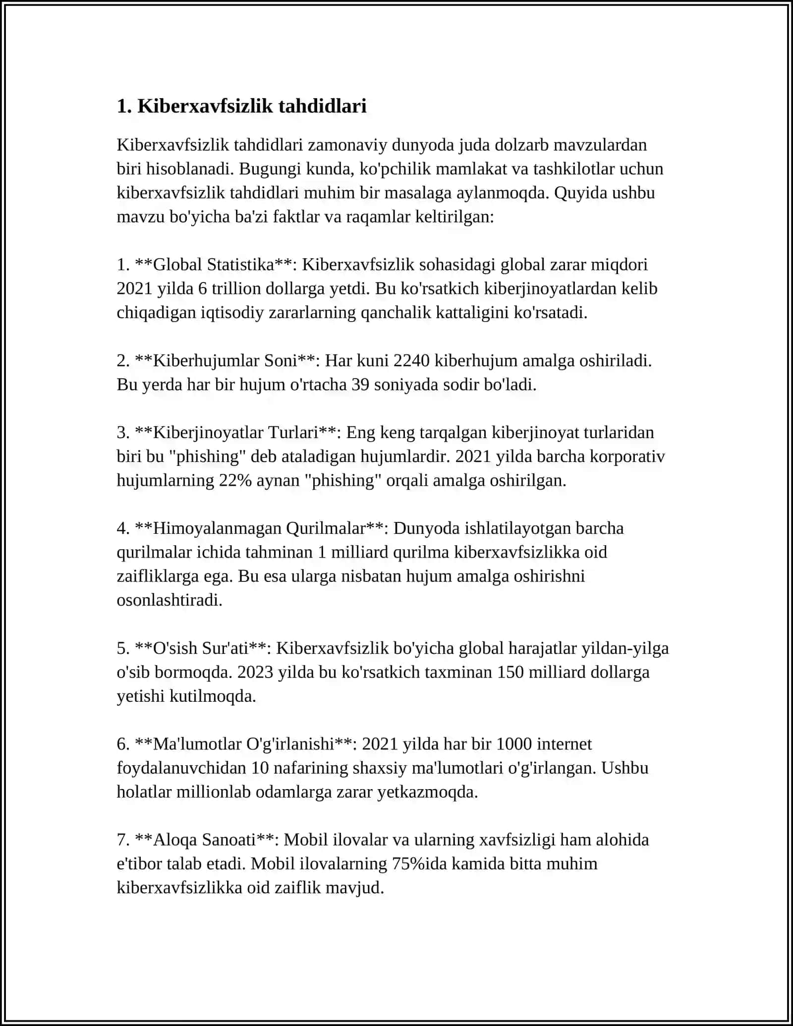 AXBOROT-KOMMUNIKASIYA TEXNOLOGIYALARI XAVFSIZLIGIGA BO‘LADIGAN TAHDIDLAR 4