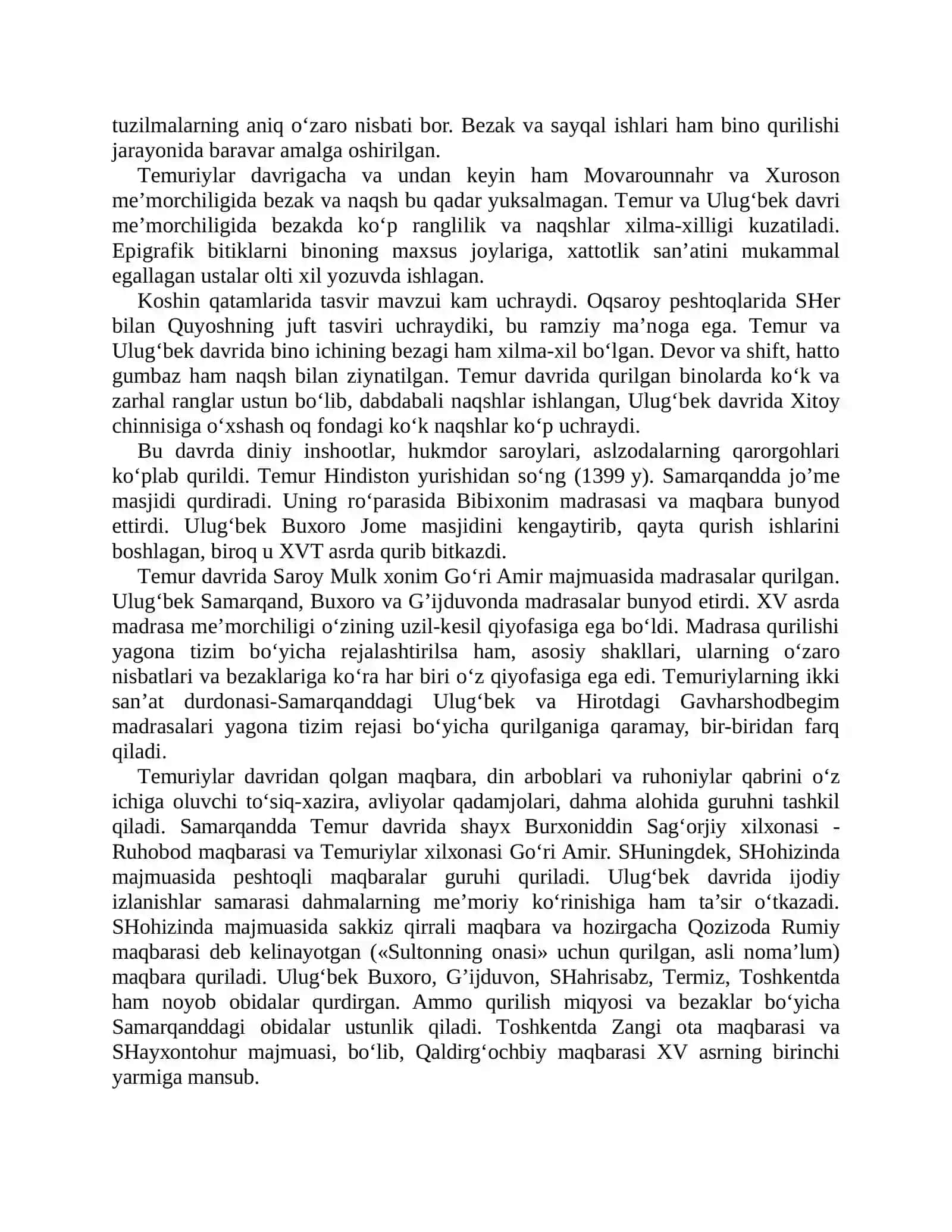 Temur va Temuriylar davri madaniyati (XIV asrning ikkinchi yarmi - XV asr) 4