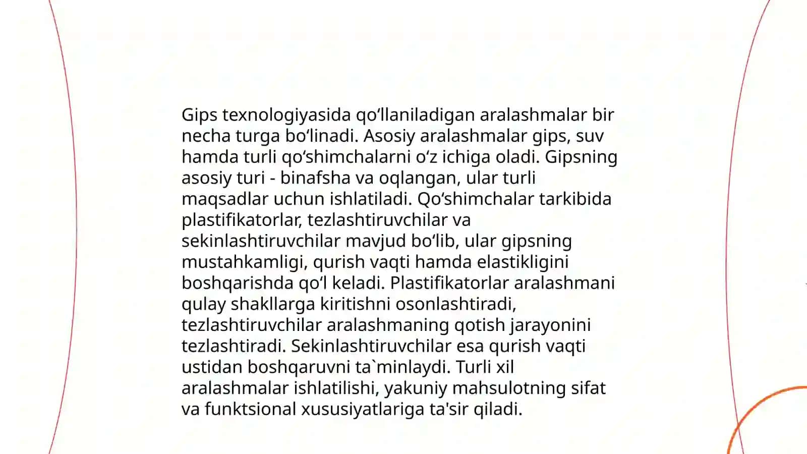Gips texnologiyasi. Gips Bog‘lovchilarining qotishga qo‘shilmalarning ta’siri 4