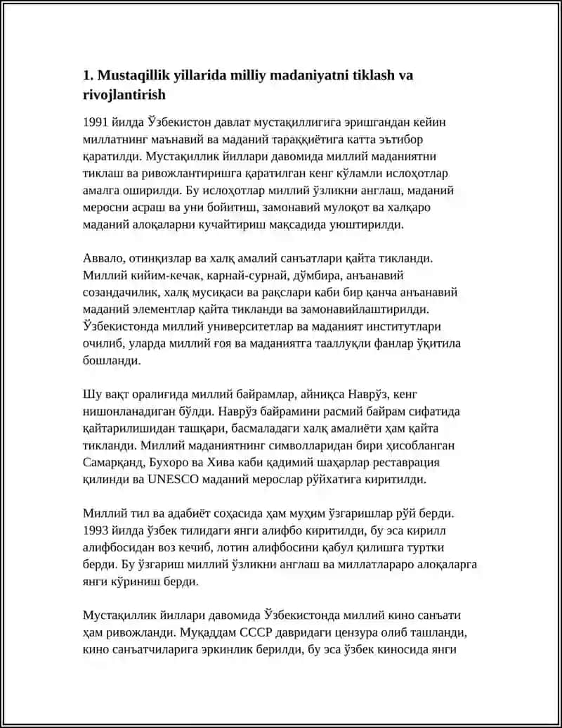 MUSTAQILLIK YILLARIDA﻿ ÓZBEKISTONDAGI MANAVIY VA MADANIY﻿ TARAQQIYOT 4