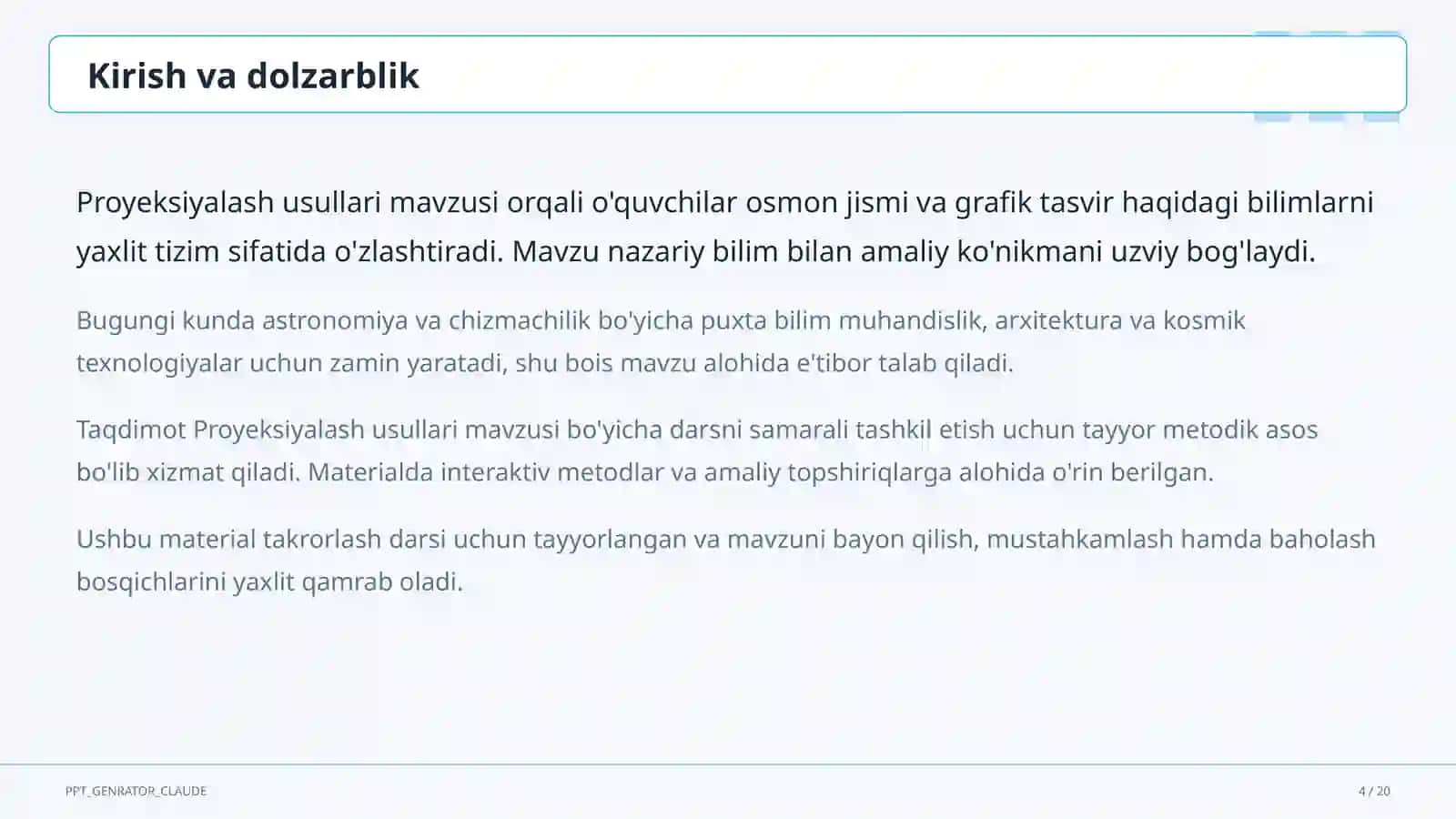 Proyeksiyalash usullari (8-sinf) 4