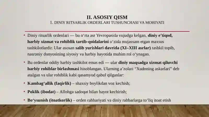 DINIY RITSARLIK ORDERLARI 4