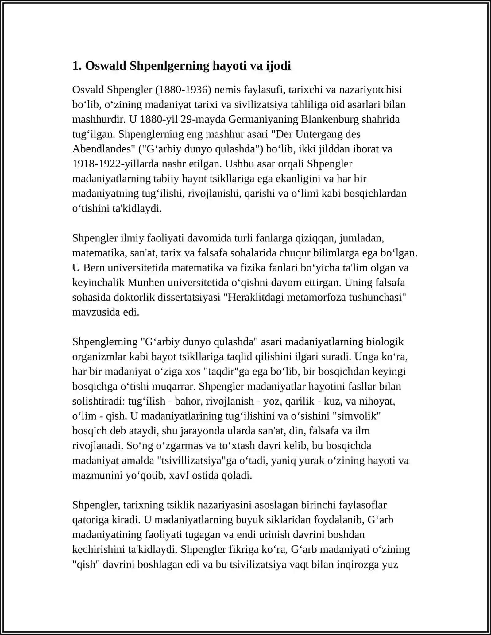 OSVALD SHPENGLERNING YEVROPA QUYOSHINING SOʻNISHI ASARI 4