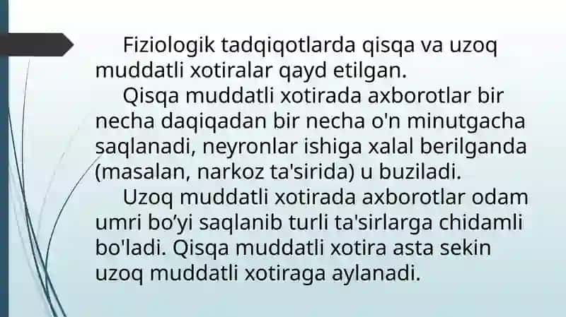 Xotira: ma’lumotlarni mustahkamlash yo’llari, usullari, vositalari 4