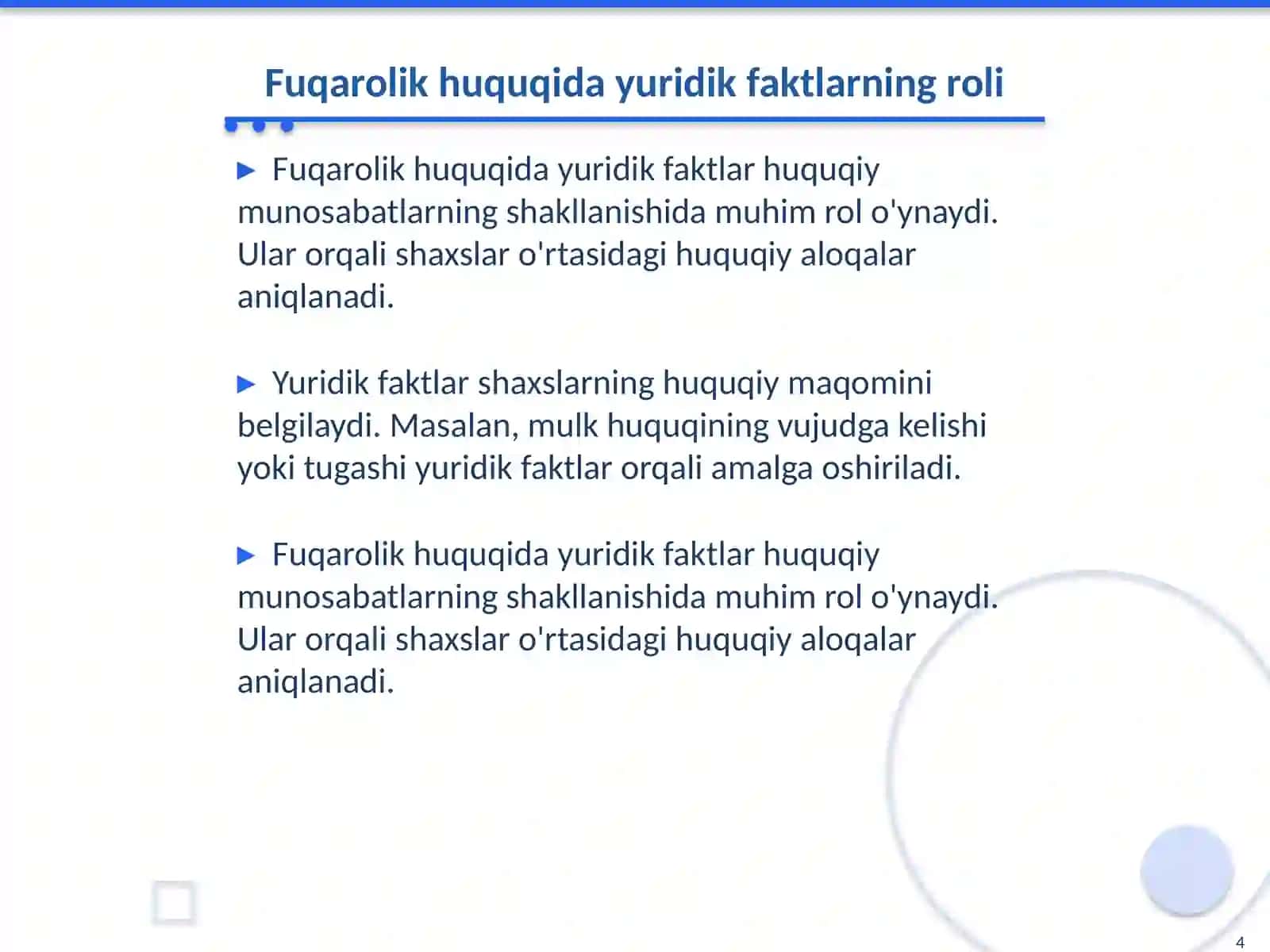 Fuqarolik huquqida yuridik faktlarning turlari 4