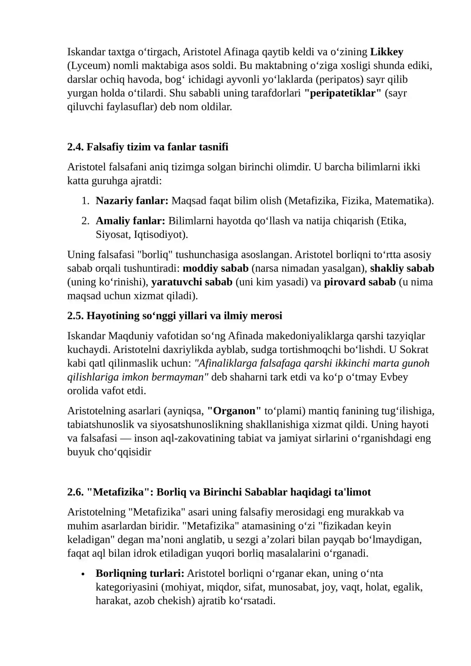 Aristotel falsafasi 4