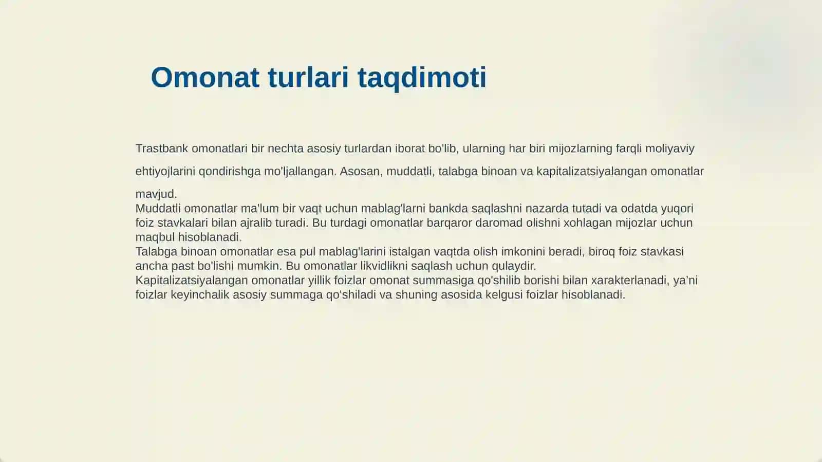 Trastbank Omonatlari 4