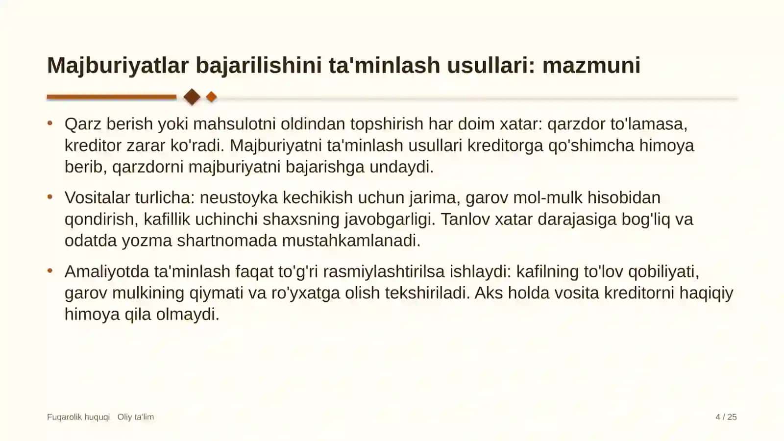 Blokcheyn loyihalarida majburiyatlar bajarilishini ta'minlash usullari 4