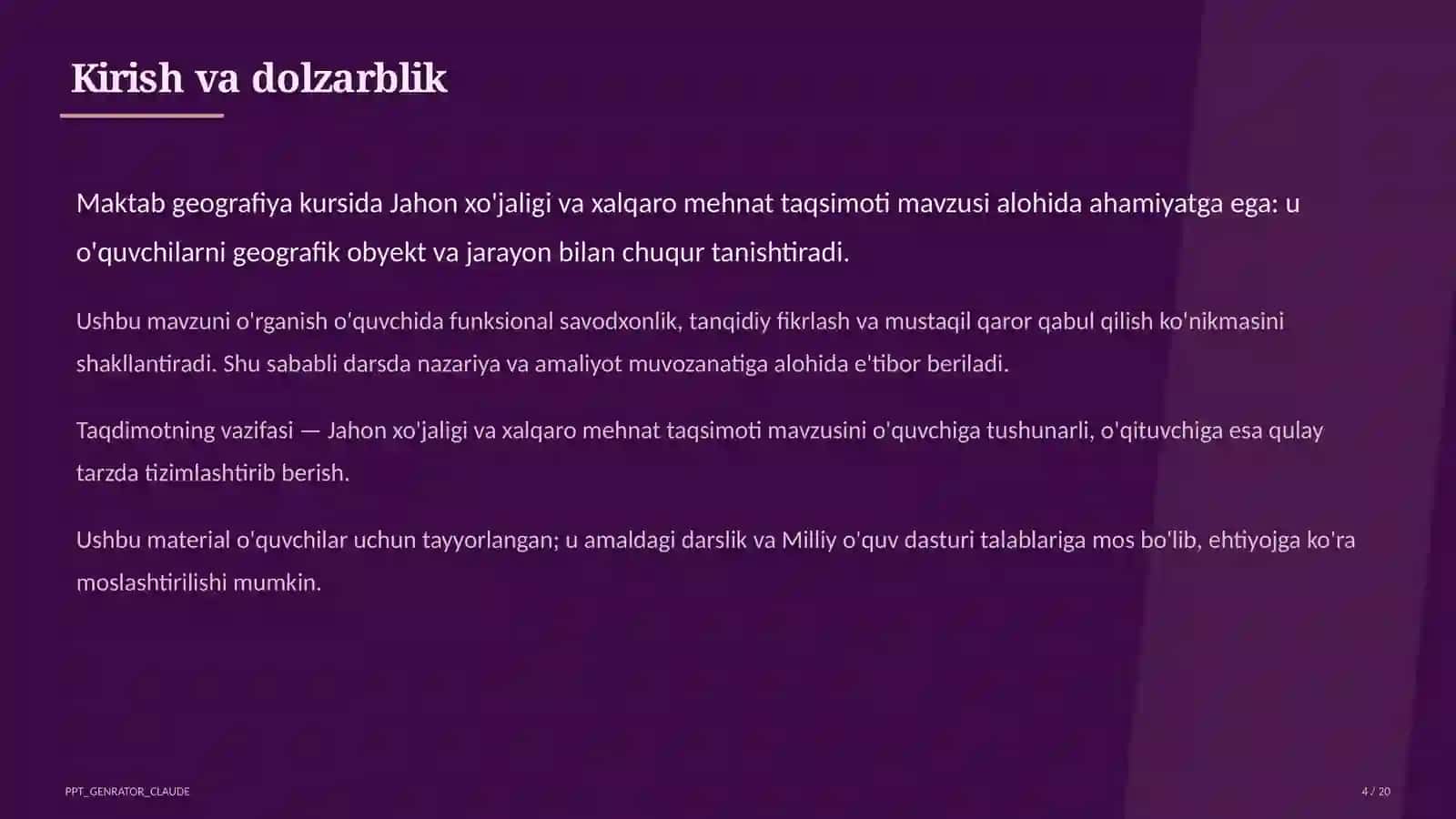 Jahon xo'jaligi va xalqaro mehnat taqsimoti (10-sinf) 4