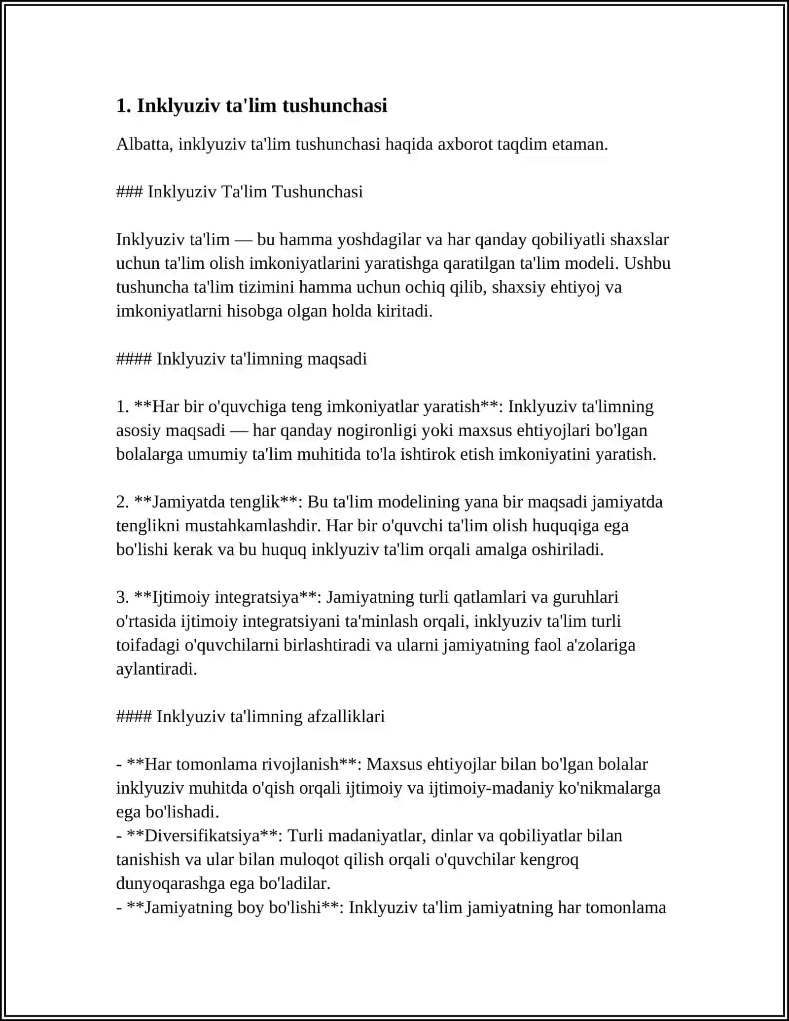 INKLYUZIV TALIM KURSINING PREDMETI OBEKTI PRINSIPLARI MAQSAD VA VAZIFALARI 4