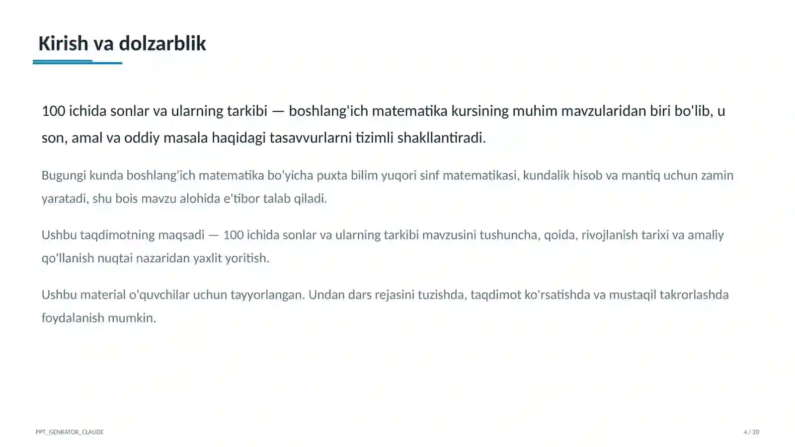 100 ichida sonlar va ularning tarkibi (2-sinf) 4