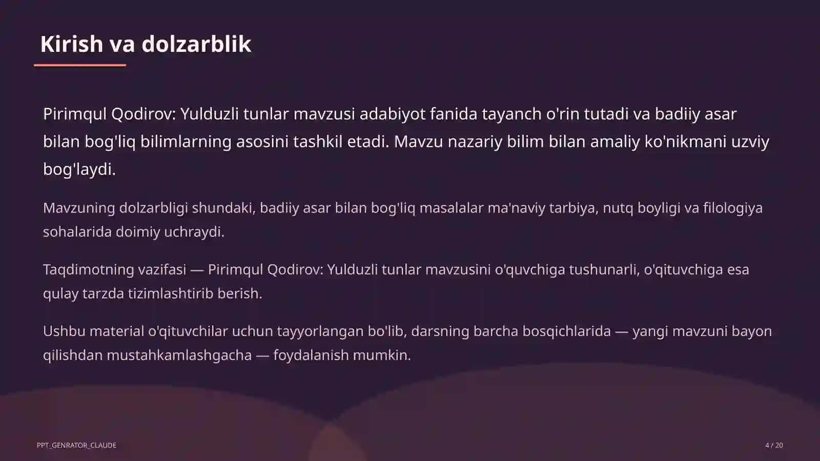 Yulduzli tunlar (11-sinf) 4