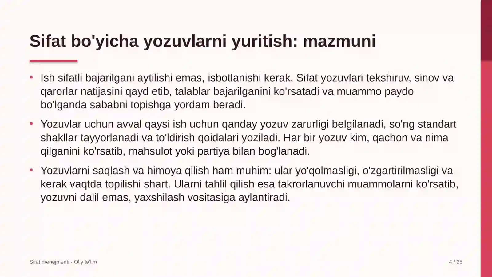 raqamli marketing agentliklarida sifat bo'yicha yozuvlarni yuritish 5321 4