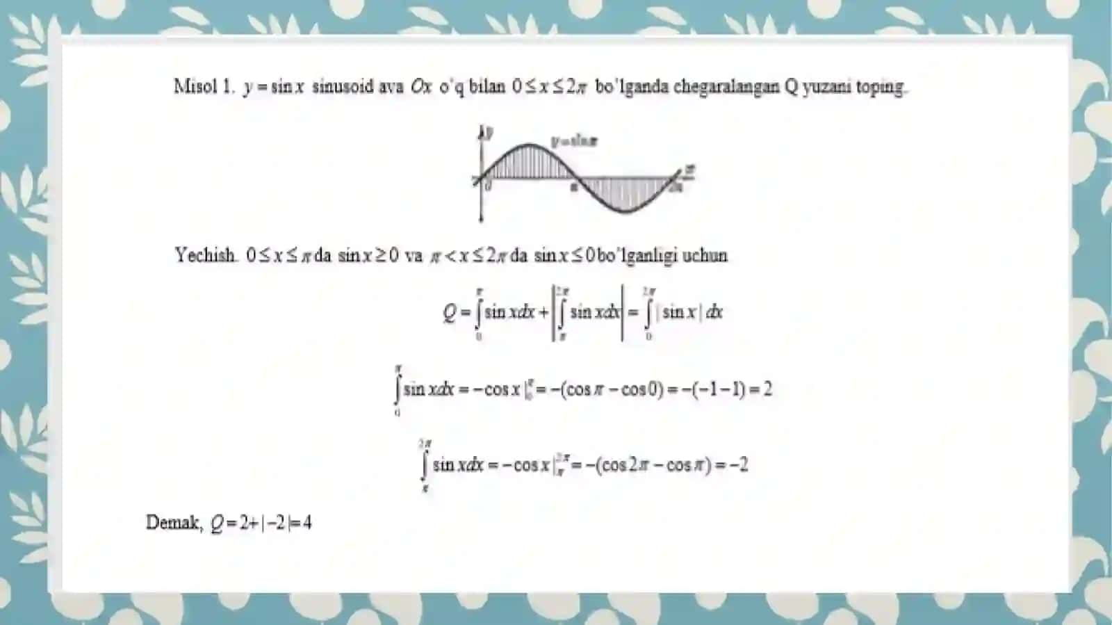 Aniq integral  tadbiqlari 4