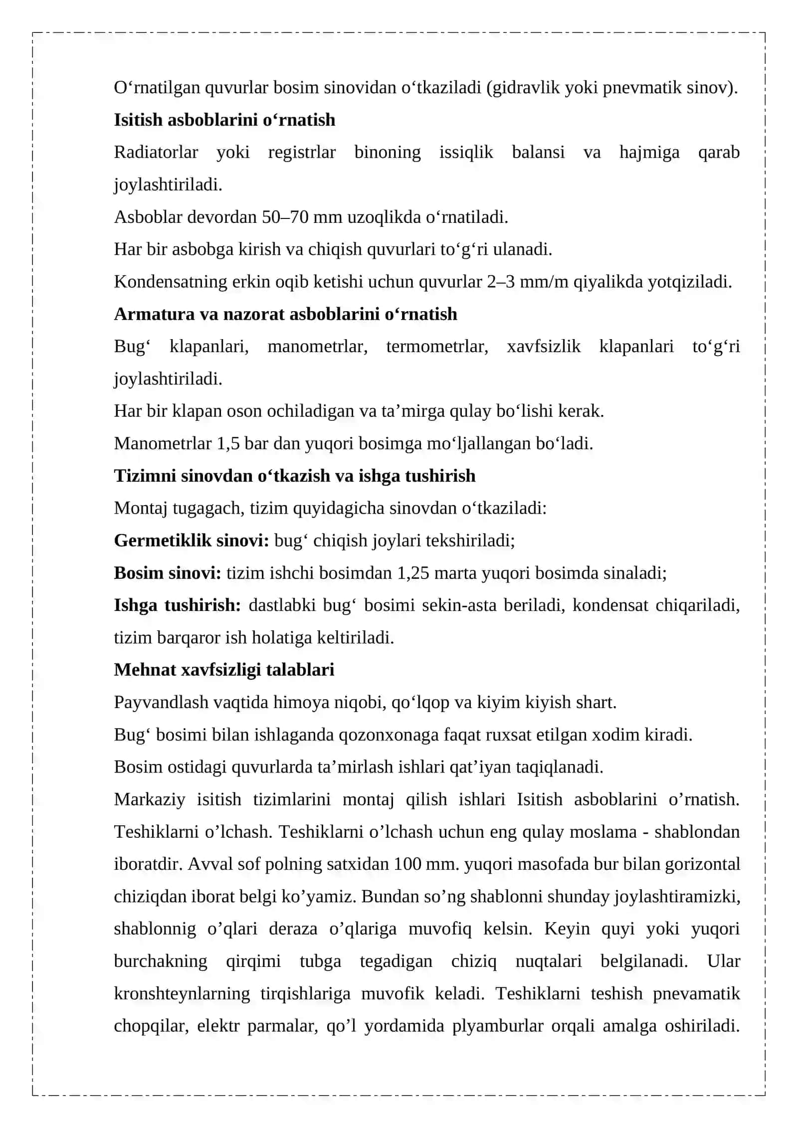 Bug'li isitish tizimlarini montaj qilish 4