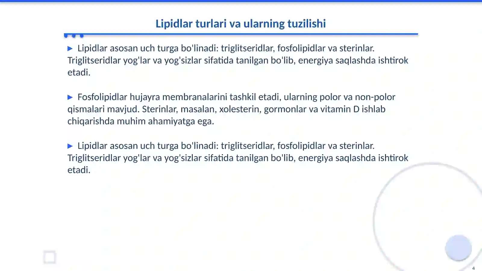 Lipidlar,.tuzulishi, xossalari 4