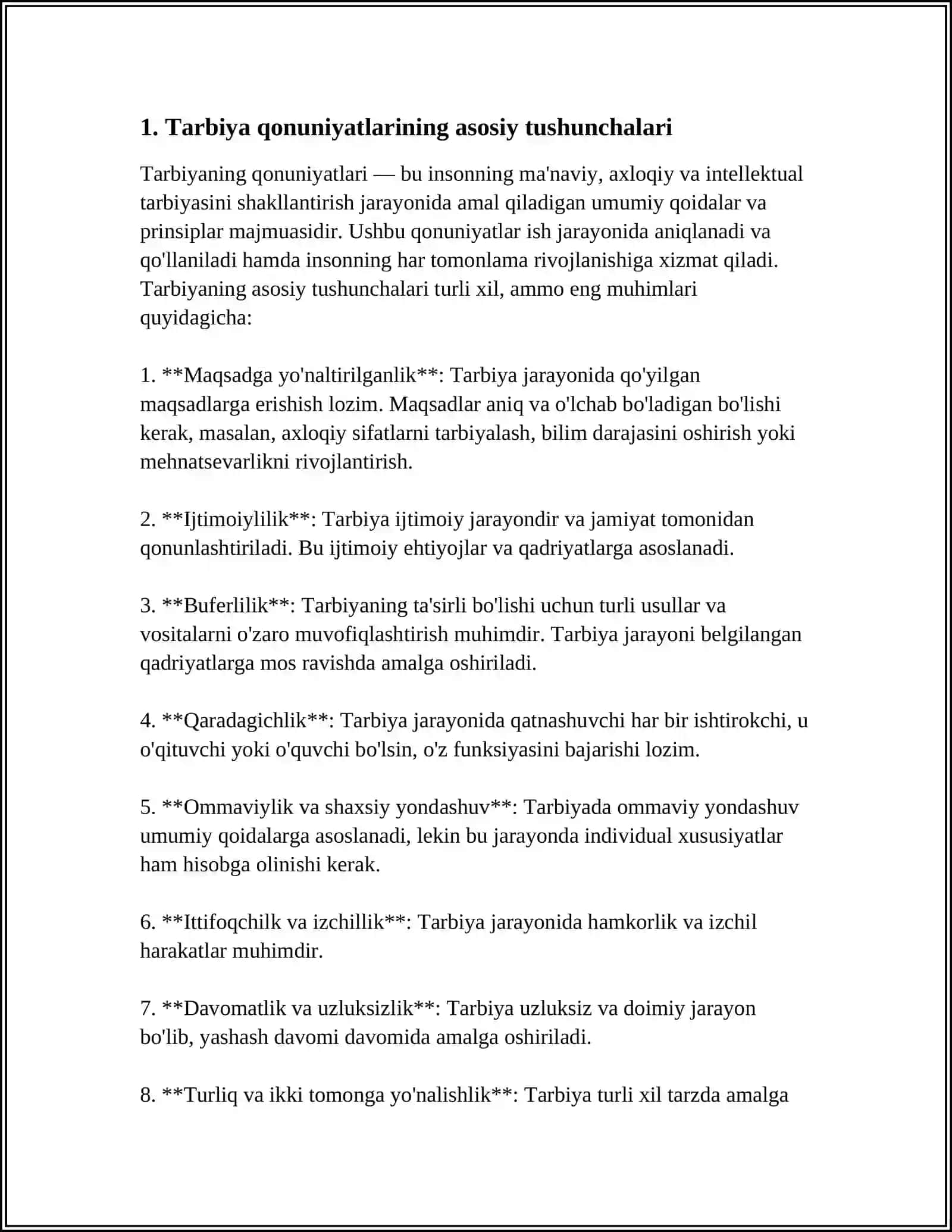 TARBIYA QONUNIYATLARI VA TAMOYILLARI 4