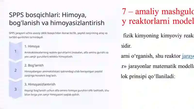 Peptidlar kimyoviy sintezi: Asosiy tamoyillar va qo'llanish 4
