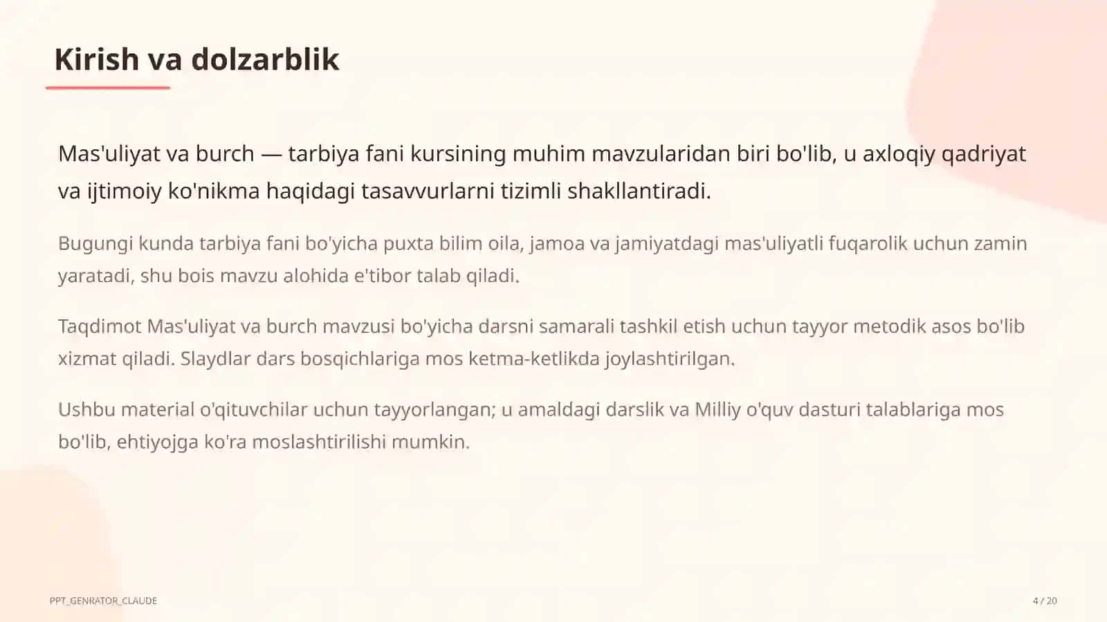 Mas'uliyat va burch (6-sinf) 4