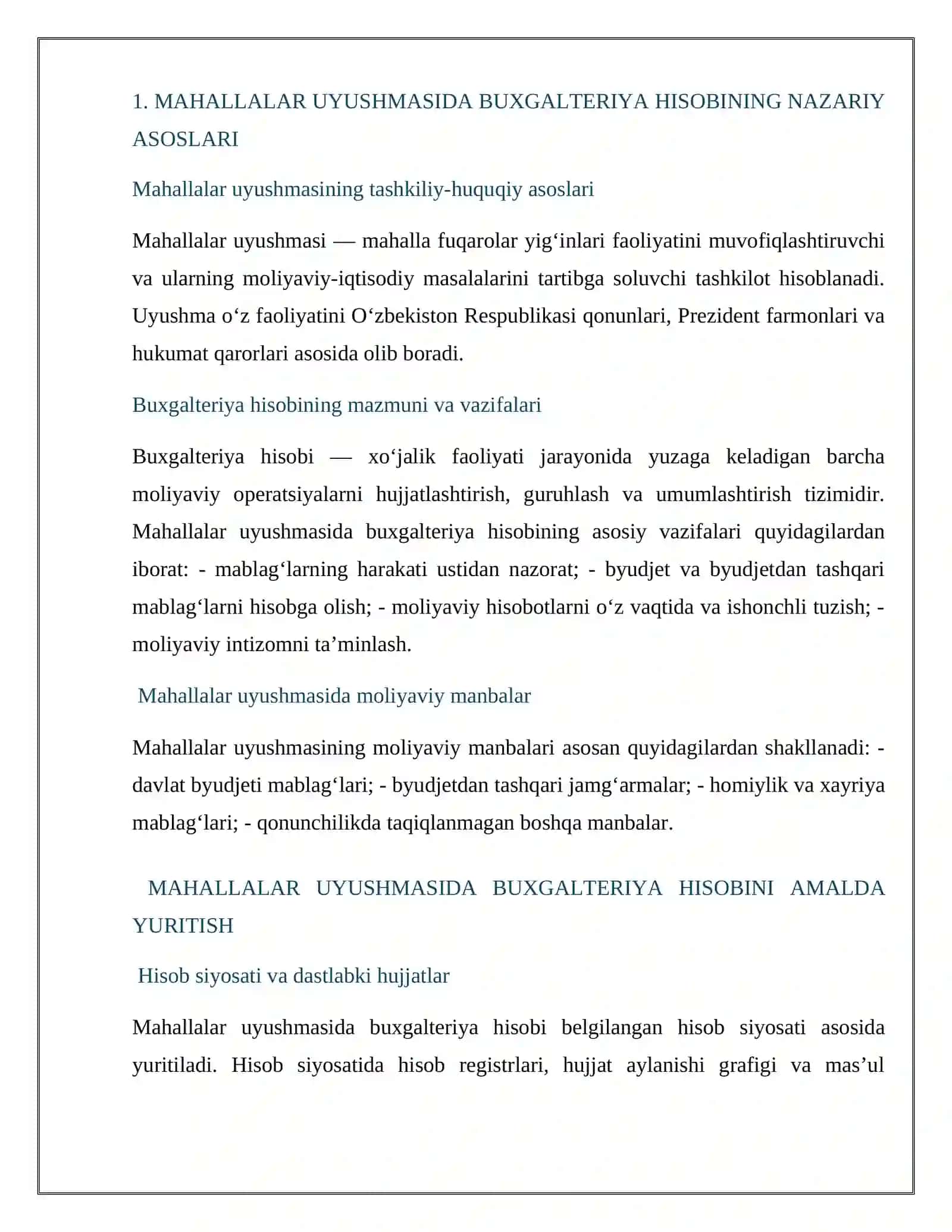 Mahallalar uyishmasi buxgalteriyasi bo'yicha hisobot 4
