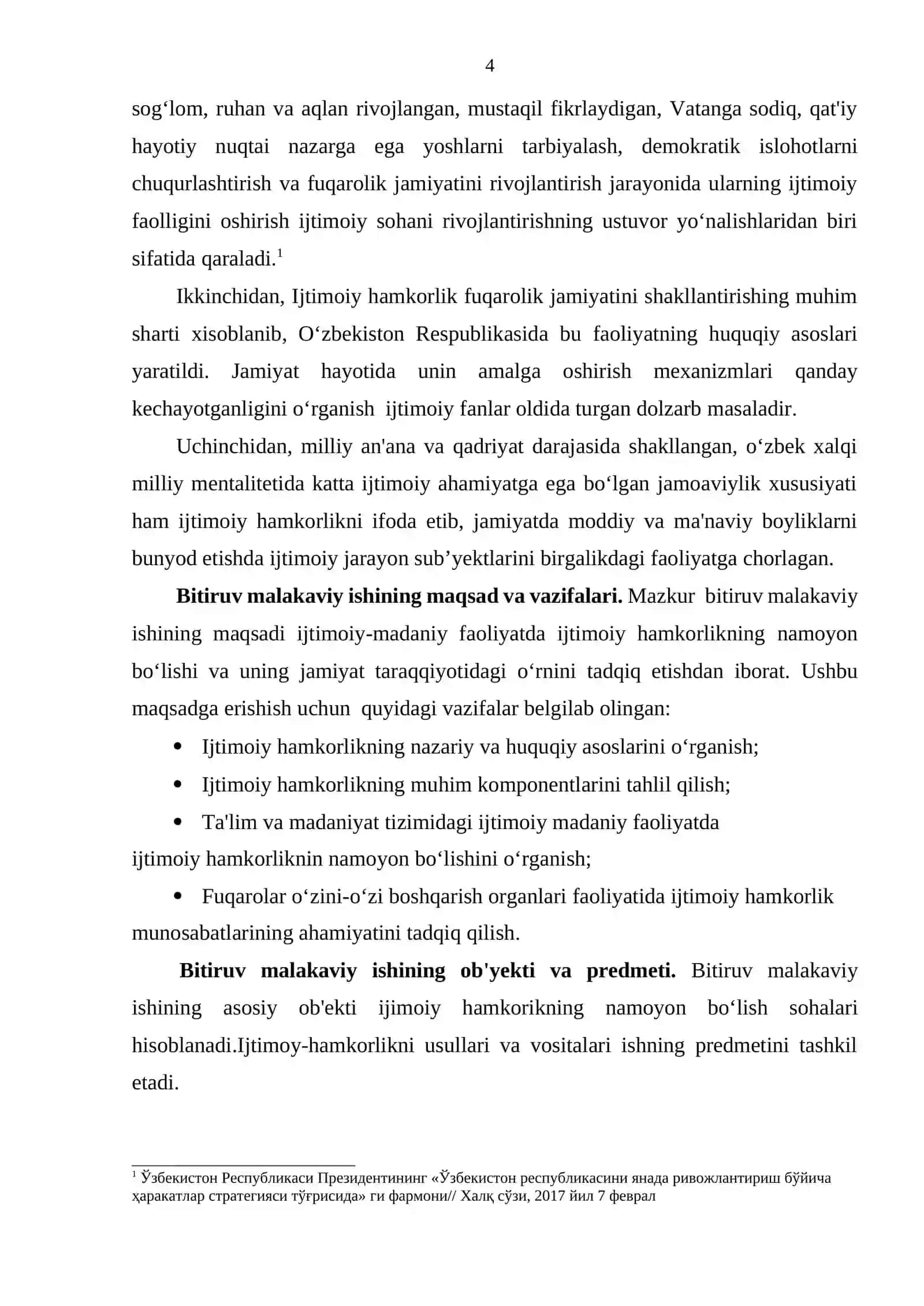 Ijtimoiy-madaniy faoliyatda ijtimoiy hamkorlikning namoyon bo‘lishi va jamiyat taraqqiyotidagi o‘rni 4