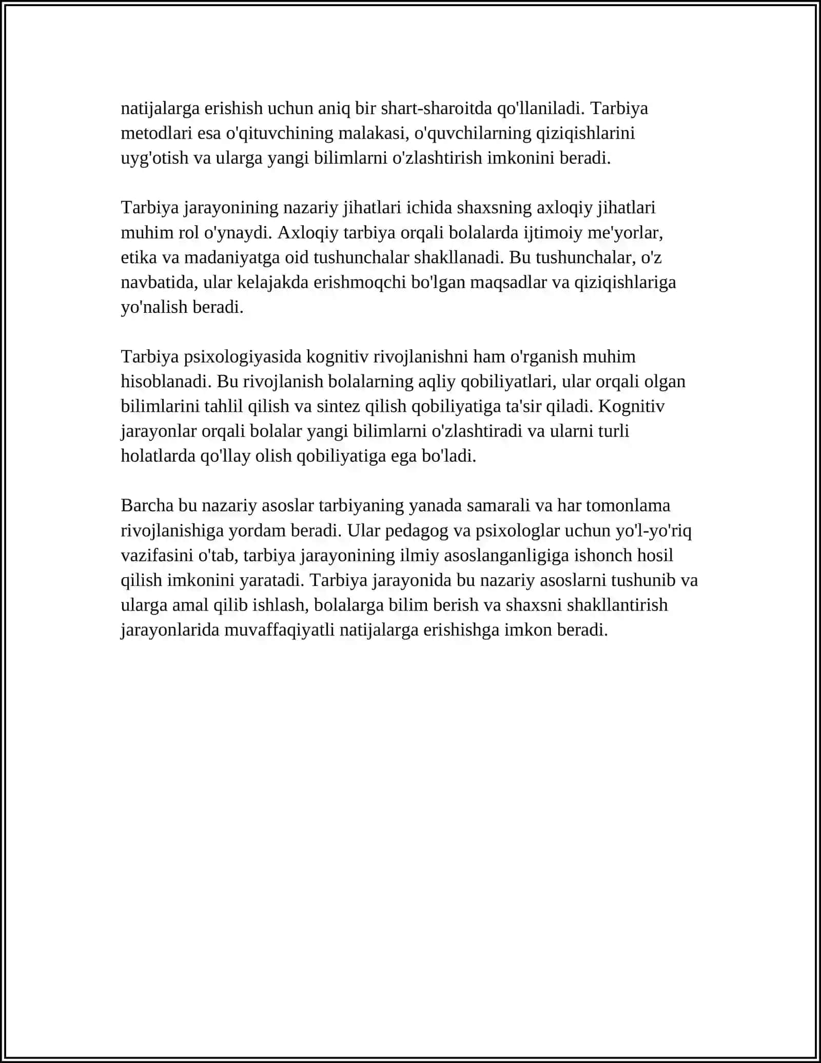 TARBIYA PSIXOLOGIYASI:MAQSADI, VOSITALARI VA METODLARI 4