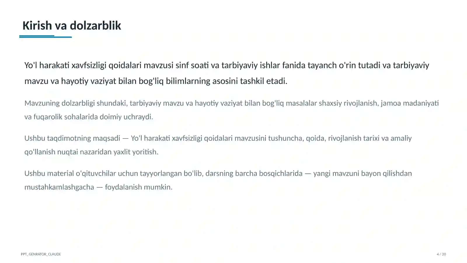 Yo'l harakati xavfsizligi qoidalari 4