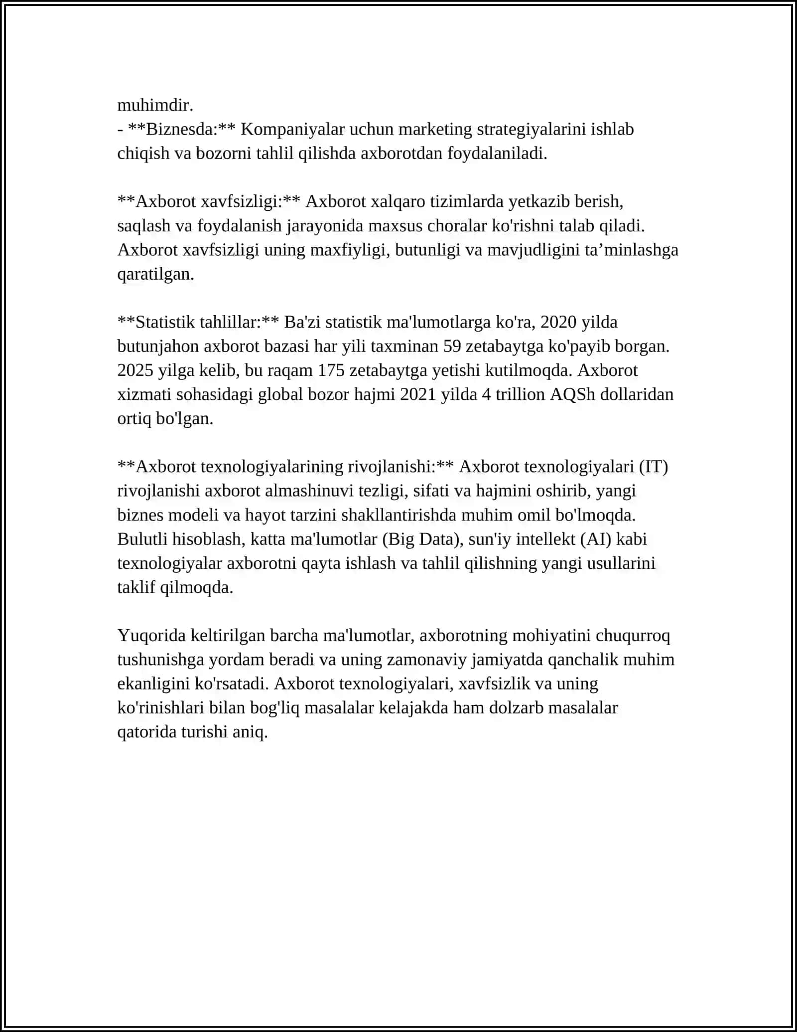 AXBOROT NIMA VA UNING MANBALARI 4
