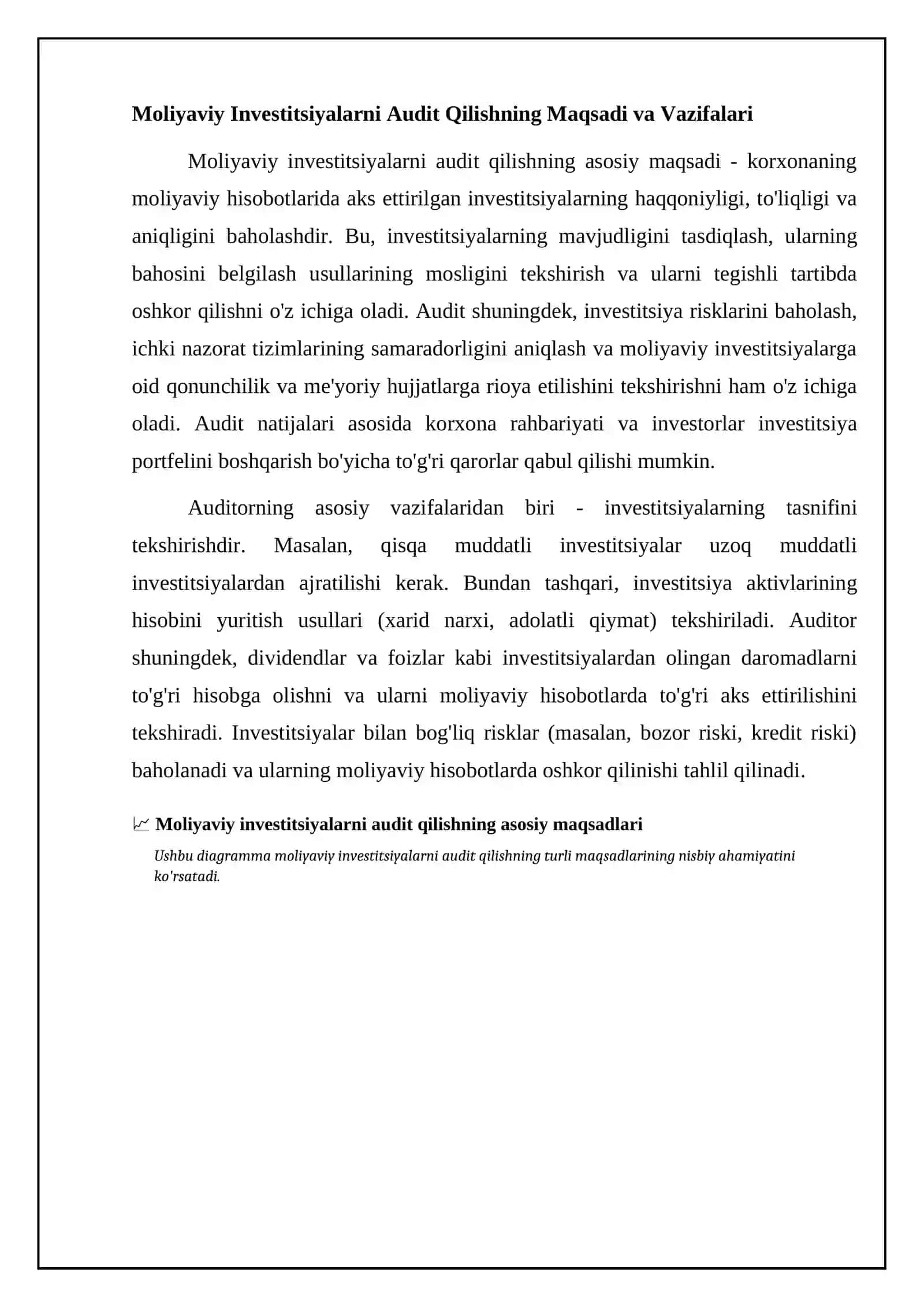 Moliyaviy investitsiyalar va kapital qo'yilmalarni audit qilishning asosiy jihatlari 4
