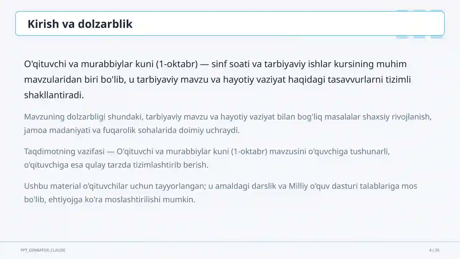 O'qituvchi va murabbiylar kuni (1-oktabr) 4