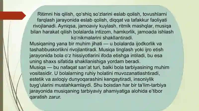 Bolalar tarbiyasida musiqiy ta'lim - tarbiyaning ahamiyati 4