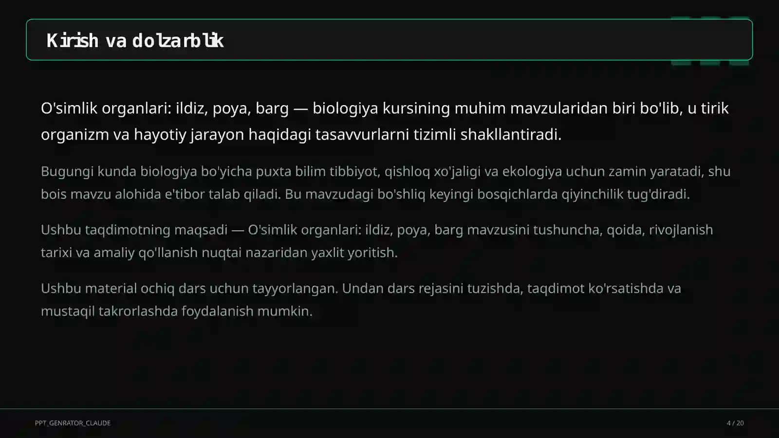 O'simlik organlari: ildiz, poya, barg (5-sinf) 4