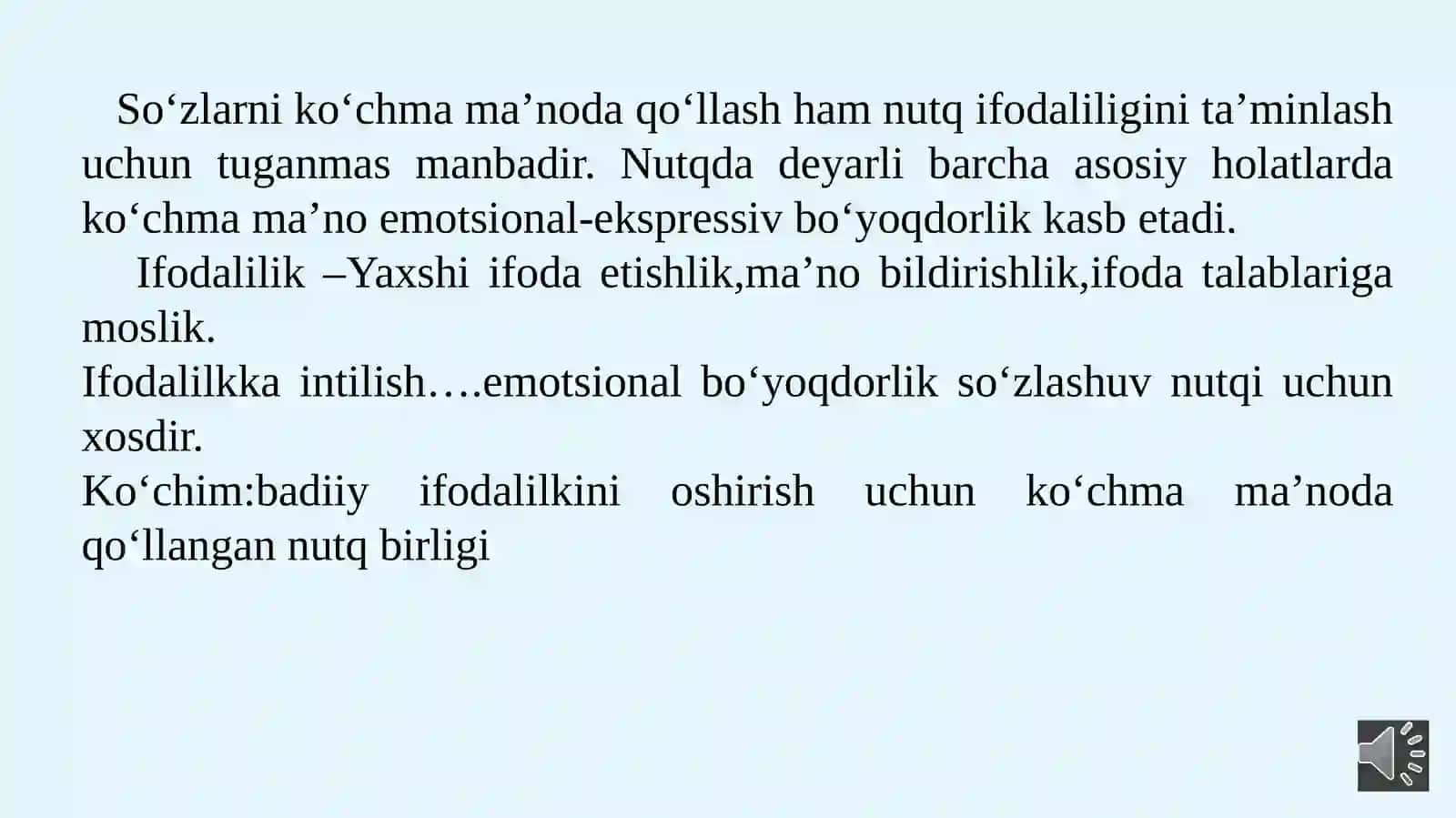 11-sinf Ona tili fanidan Ifodalilik va ko'chimlar mavzuda dars taqdimoti 4