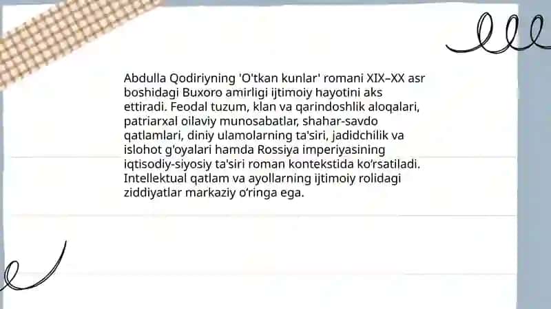O'tkan kunlar romani 4