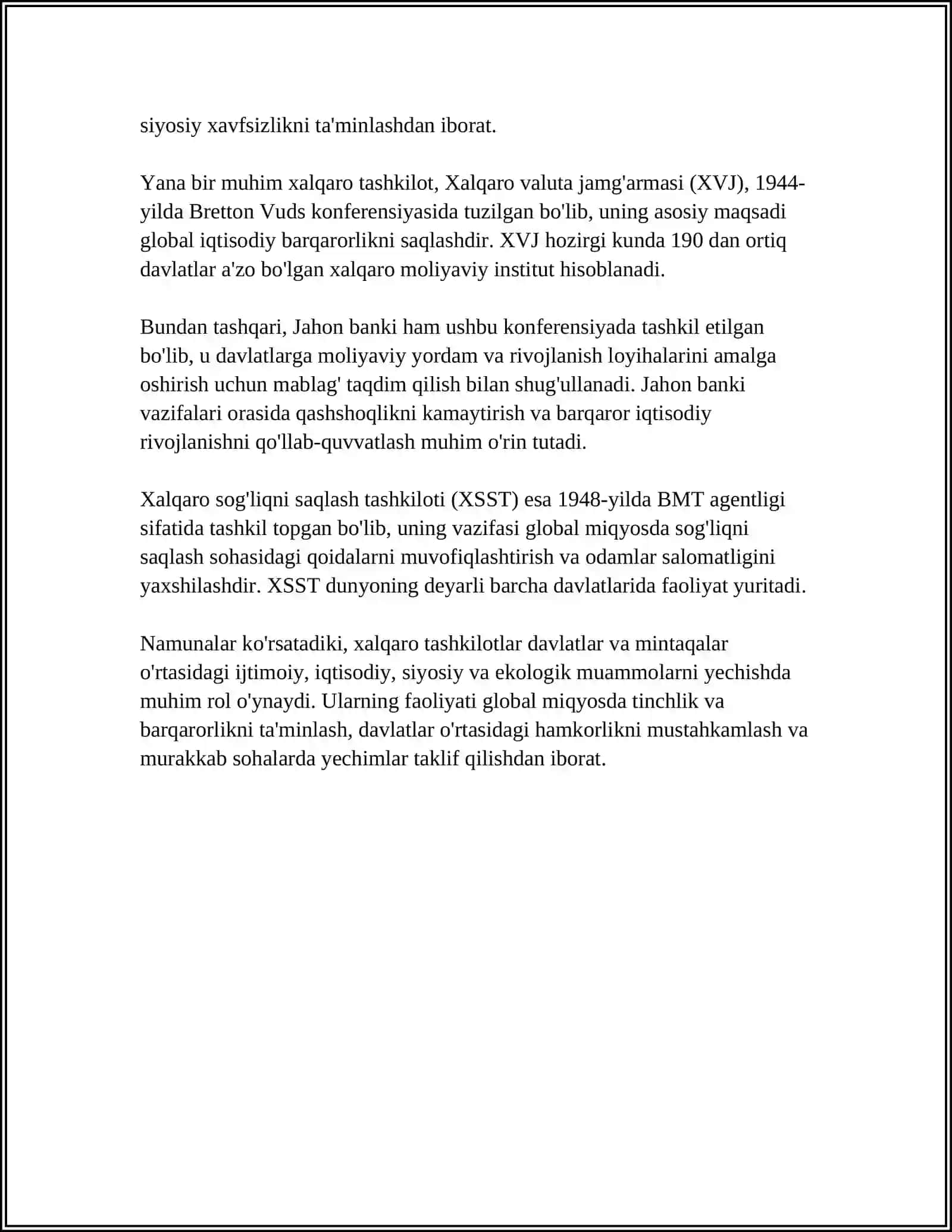 MUSTAQIL ISH Mavzu: XALQARO BIRLIKLARI TIZIMI SI 4