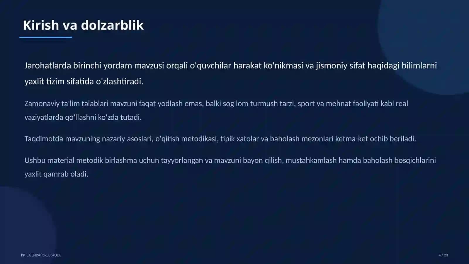 Jarohatlarda birinchi yordam (9-sinf) 4