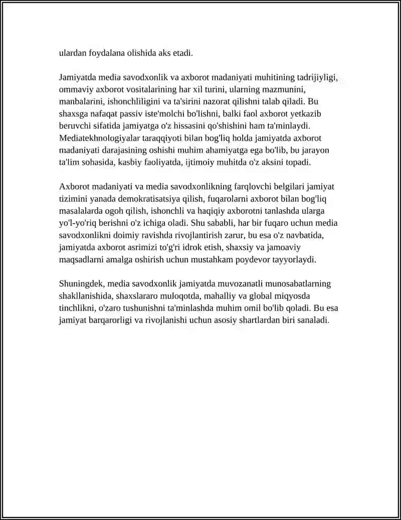 MEDIA SAVODXONLIK VA AXBOROT MADANIYATINING TADRIJIYLIGI HAMDA JAMIYATDAGI AHAMIYATI 4