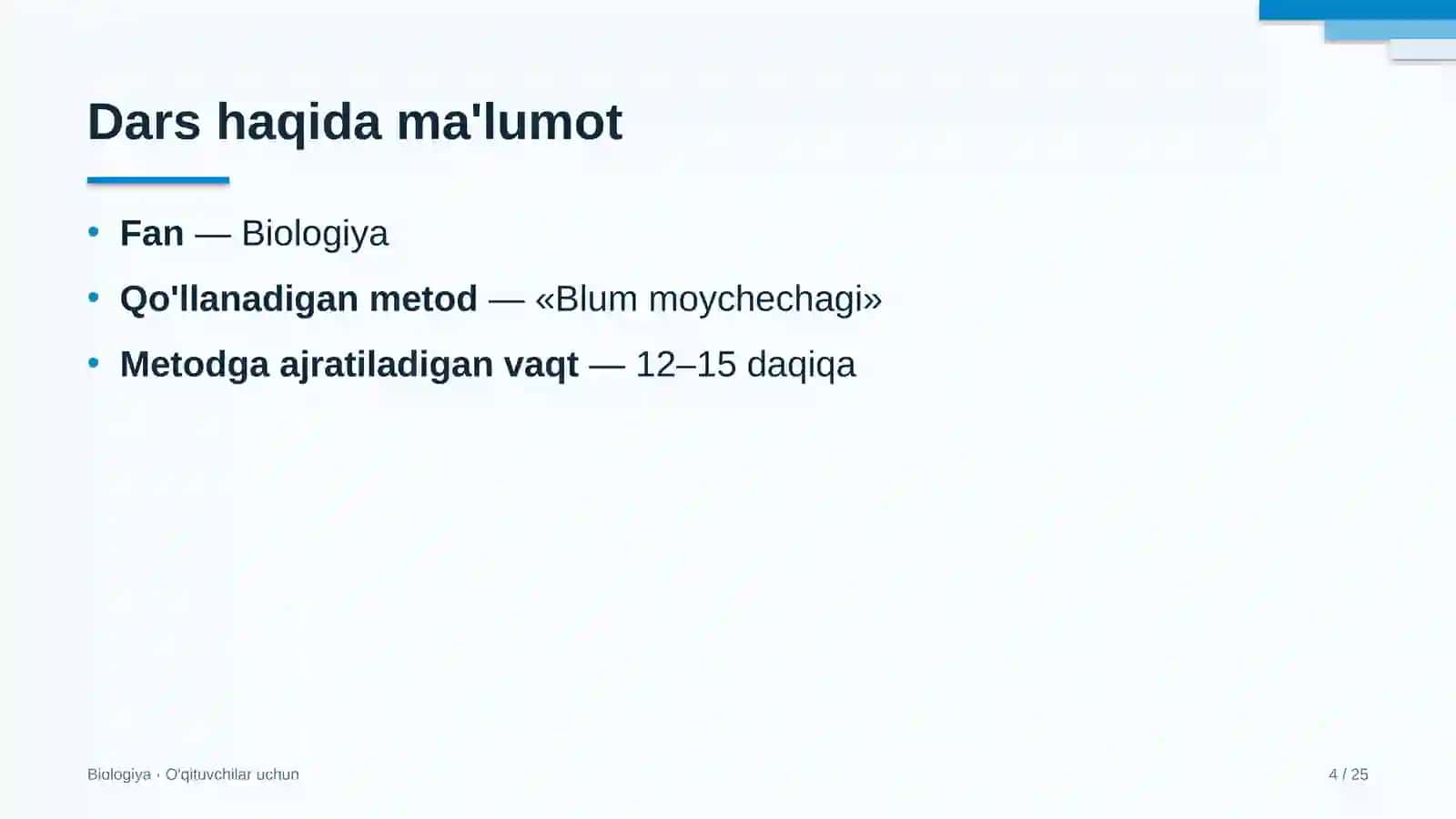 biologiya darslarida blum moychechagi metodidan foydalanish 7845 4