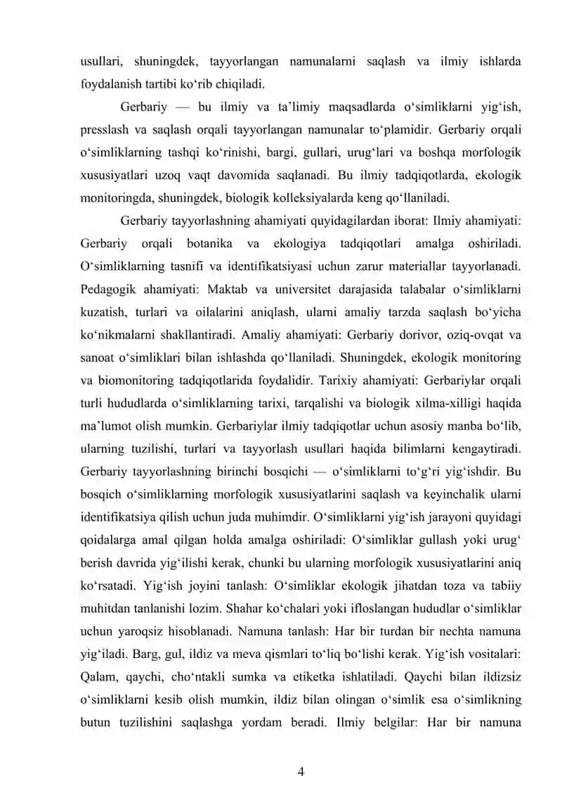 GERBARIY TAYYORLASH 4
