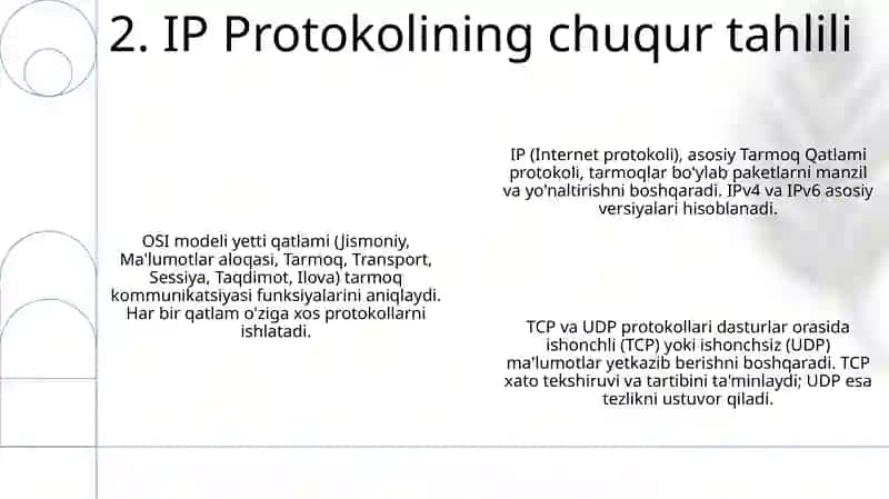 OSI pog'onasi vazifalari asosiy protokollari 4