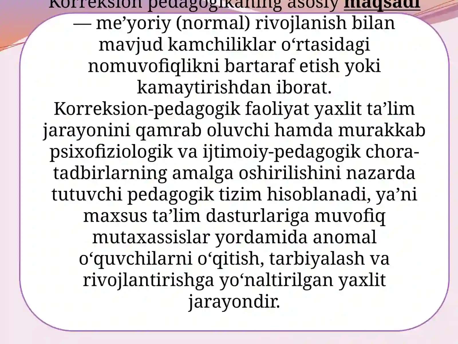 Korreksion pedagogikaning asosiy vazifalari 4