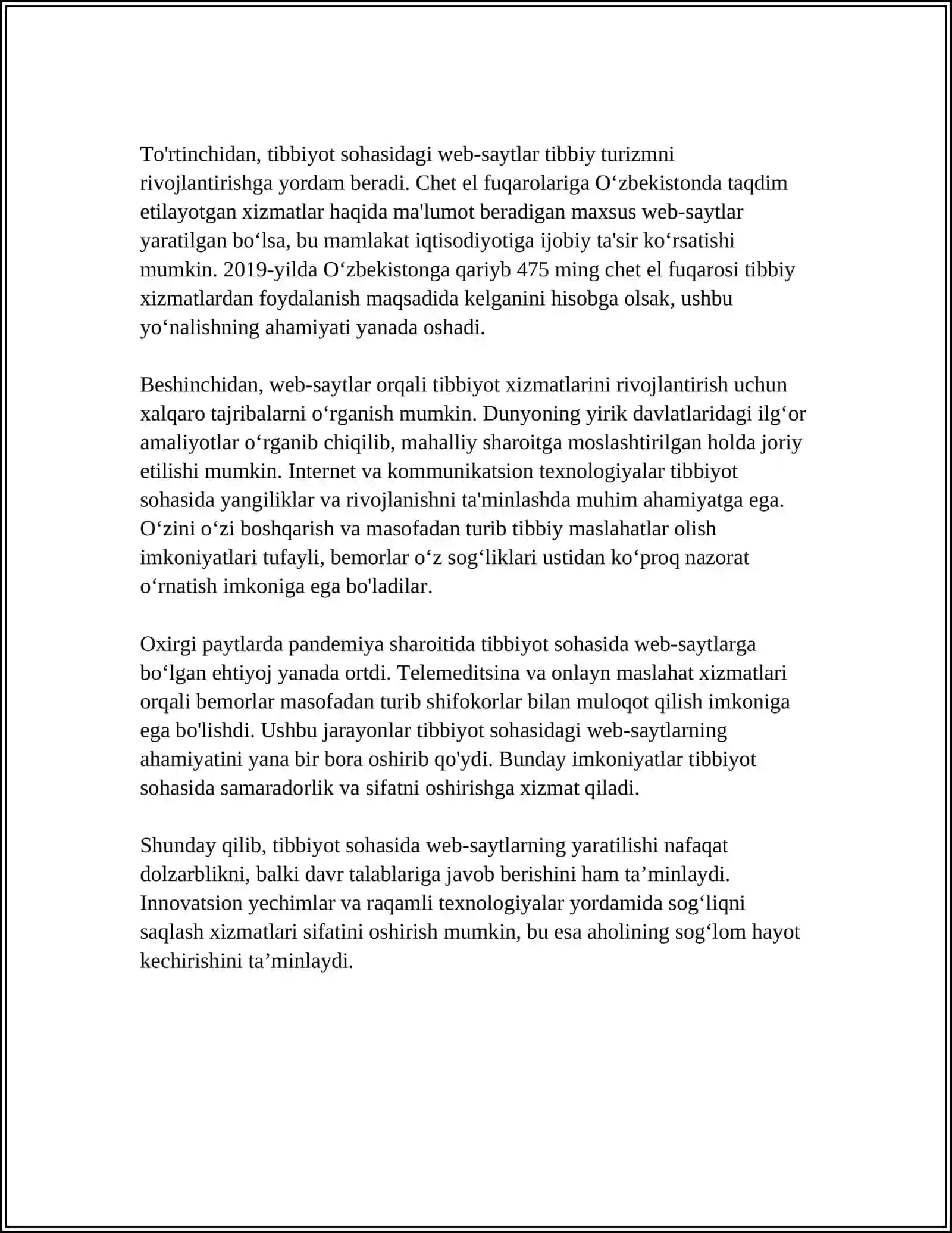 TIBBIYOT SOHASIDA WEB -SAYT YARATISHNING DOLZARBLIGI, AHAMIYATI VA YUTUQLARI 4