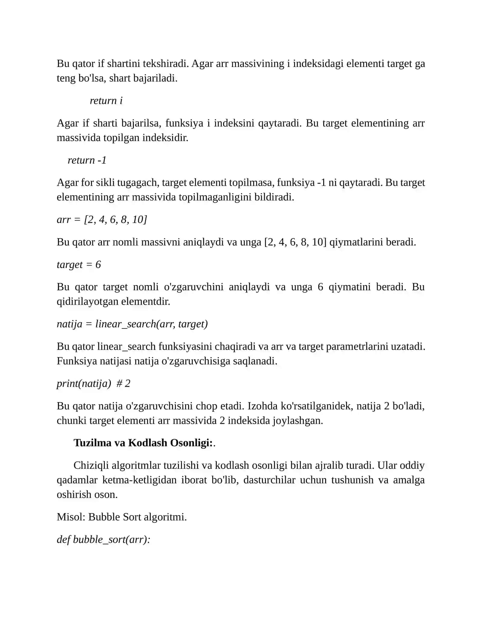 Chiziqli algoritmlar 4