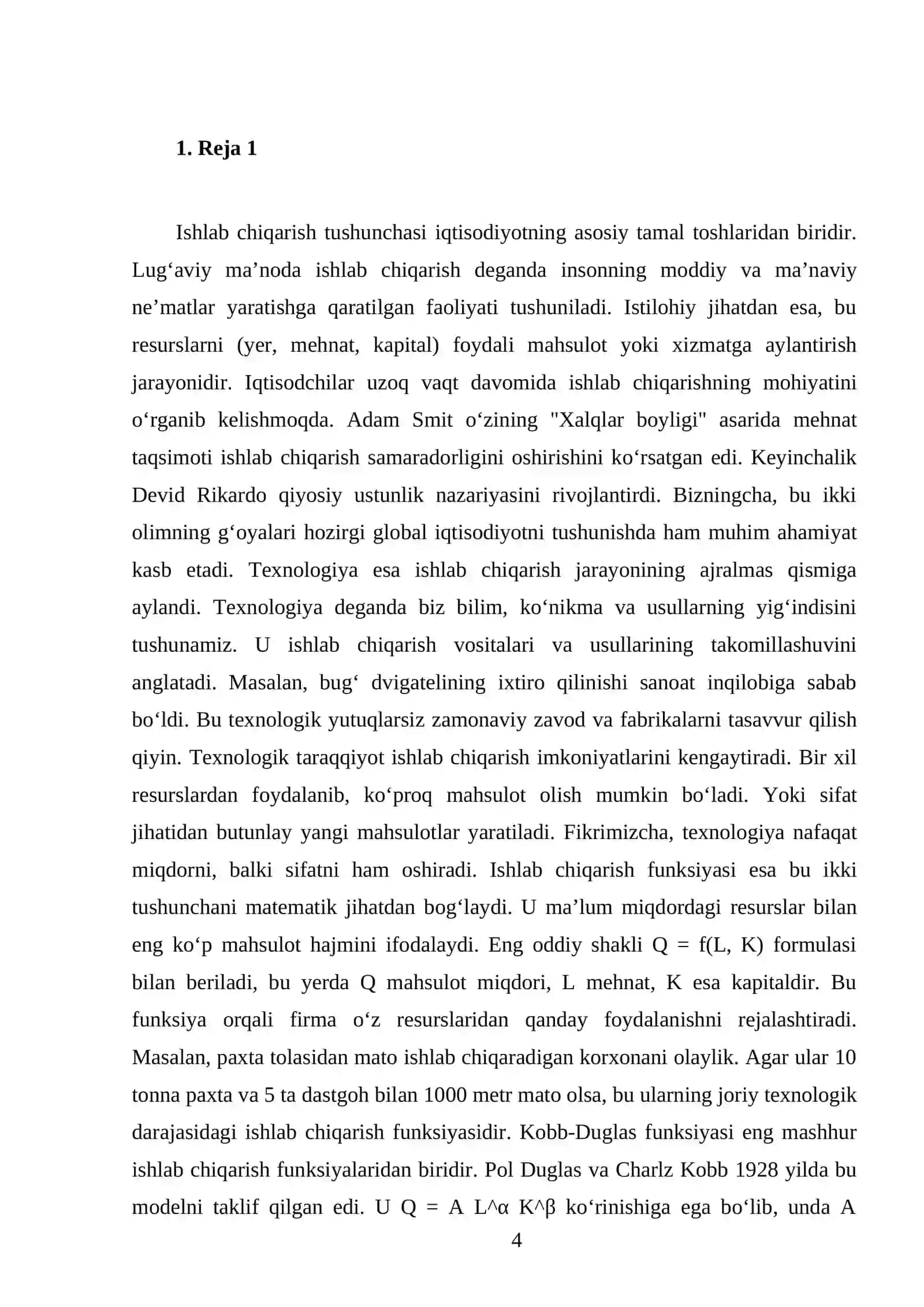 Ishlab chiqarish, texnologiya va ishlab chiqarish funksiyasi 4