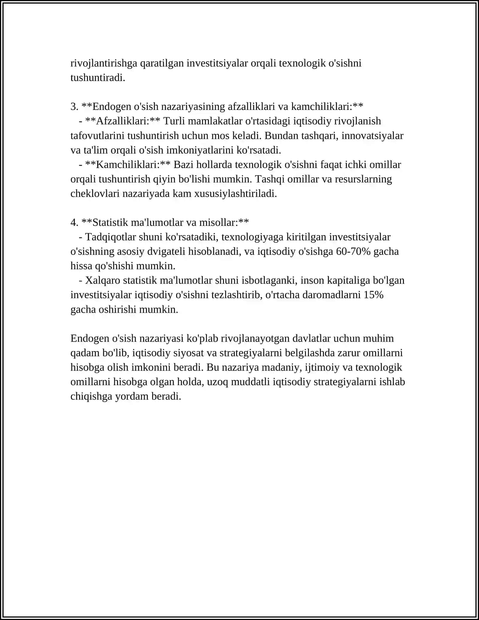 ENDOGEN O'SISH NAZARIYASI NAZARIYASI VA KAPITAL JAMLANISHGA TA'SIRI 4