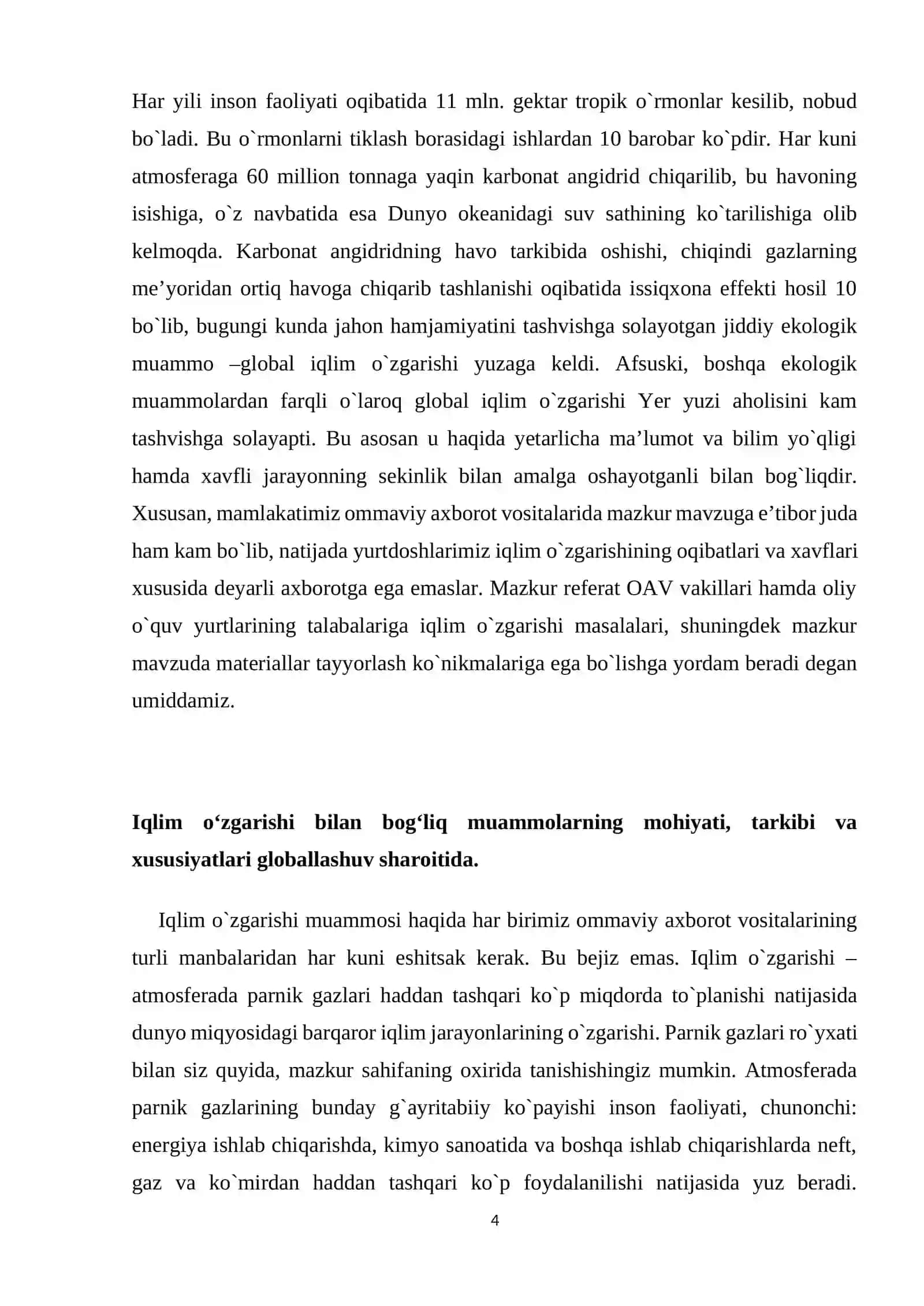 Xozirgi globallashuv sharoitida iqlimning o’zgarishi va uning jahon mamlakatlari iqtisodiyotiga ta`siri tahlili 4