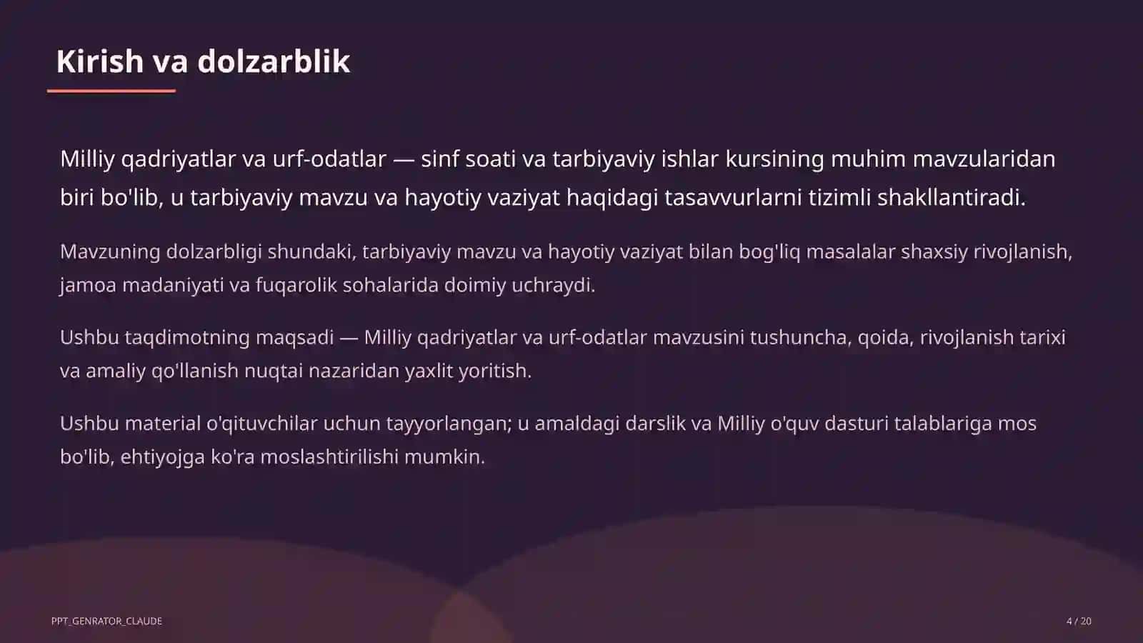 Sinf soati va tarbiyaviy tadbirlar 4