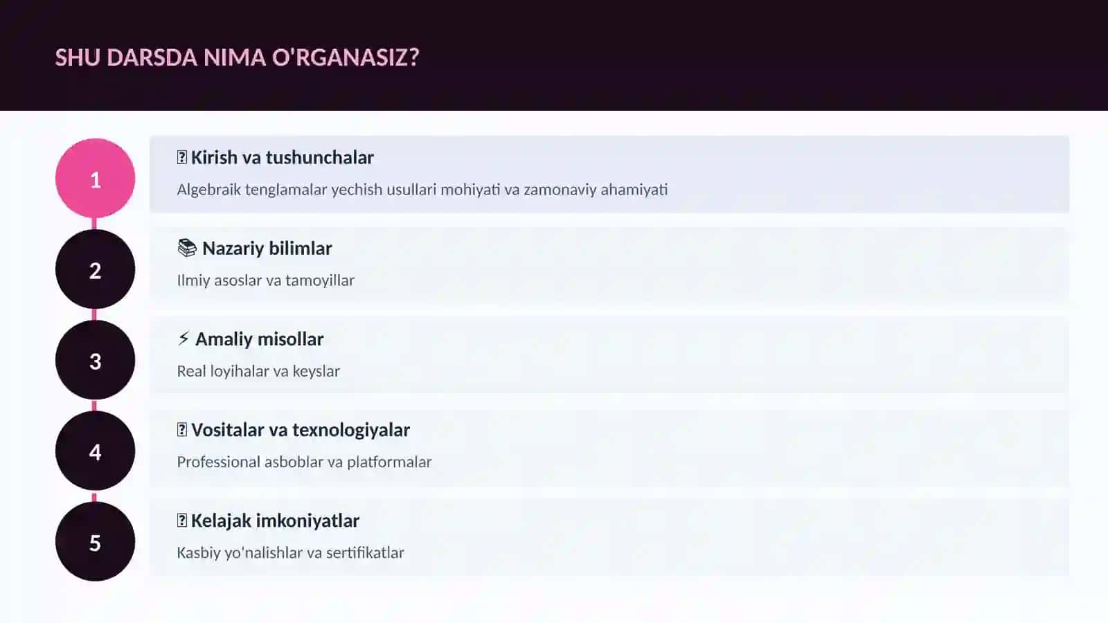Algebraik tenglamalar yechish usullari 4