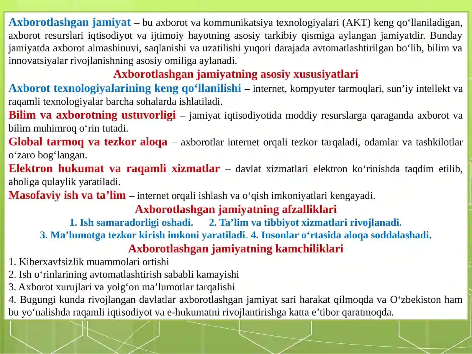 AXBOROTNING JAMIYATDAGI O‘RNI VA AHAMIYATI 4
