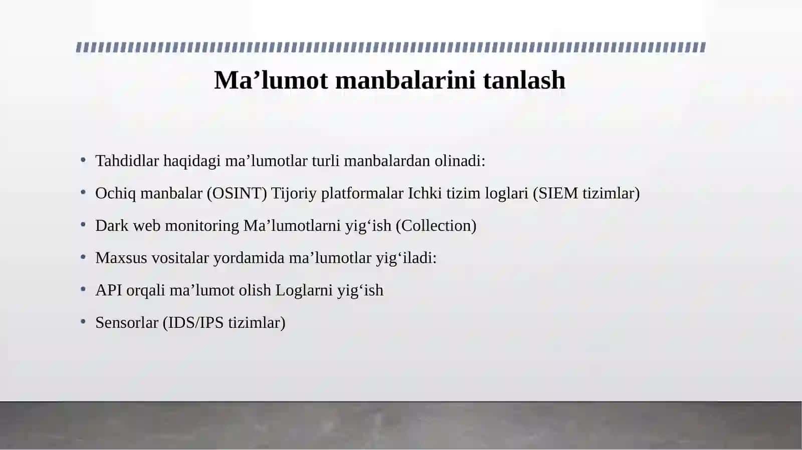 TAHDIDLAR RAZVEDKASI TIZIMINI YARATISH 4
